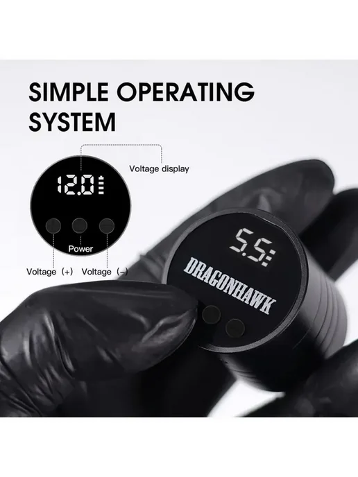 DragonHawk Беспроводной блок для тату машинки RCA 1300 мАч, 1300 мАч, фото 6