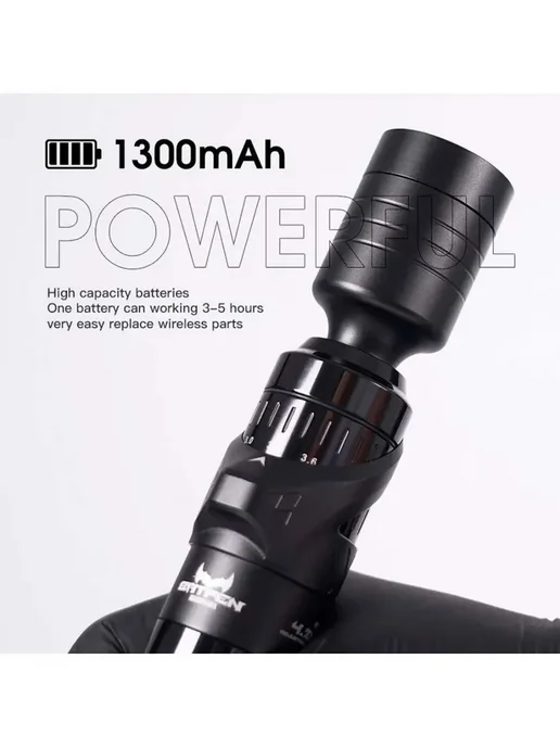 DragonHawk Беспроводной блок для тату машинки RCA 1300 мАч, 1300 мАч, фото 8