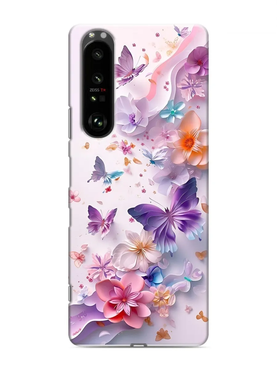 Чехол на Sony Xperia 1 III бабочки цветы (женский)