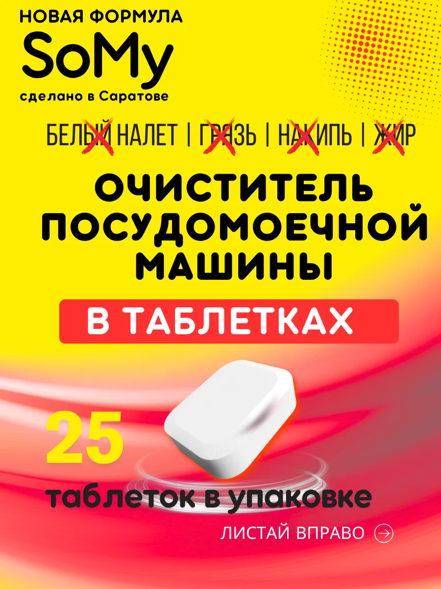 25 таблеток для чистки посудомоечных машин