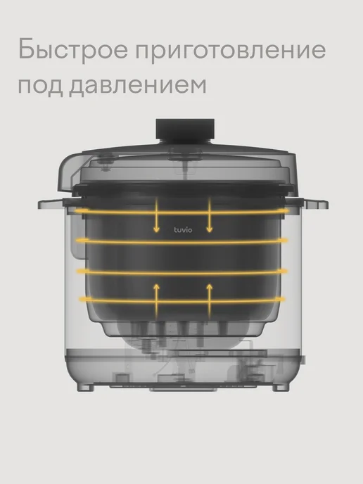 Tuvio Мультиварка 6л TMPC03D6, 12 автоматических программ, серый, 6 л, фото 4