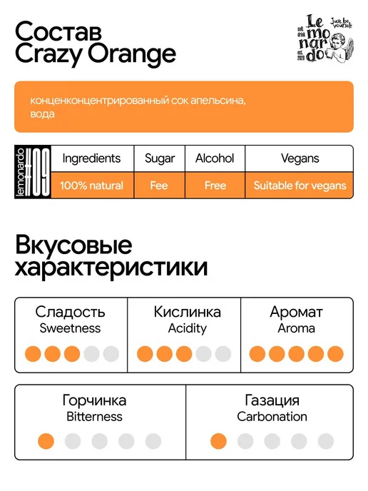 Lemonardo Лимонад натуральный Апельсин 12 штук 330 мл, 330 мл, фото 3