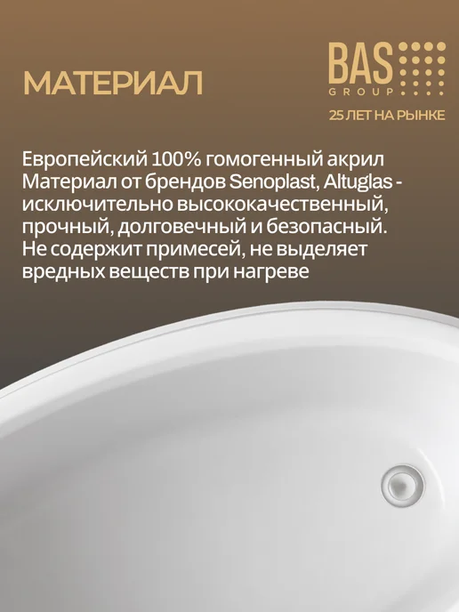 BAS bath acrylic system Ванна акриловая 160х100 Лорета левая, каркас в комплекте, 160x100, фото 5