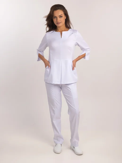 JEM. Jeans Work Костюм медицинский с брюками, белый, фото 2