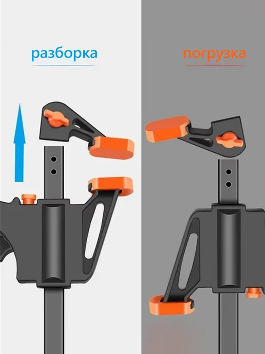5ПК Струбцина быстрозажимная 4 дюйма (тип F), черный, фото 7