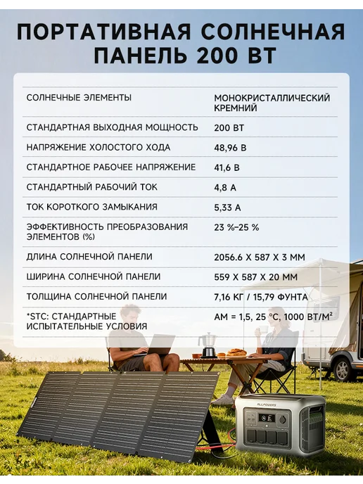 Портативная солнечная панель 200Вт, 200 Вт, фото 2