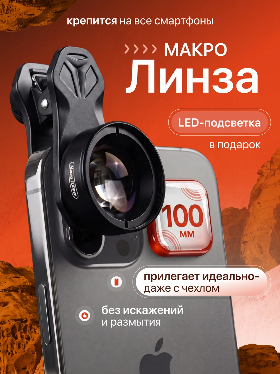 Линза для телефона на камеру iphone, Андроид 4к