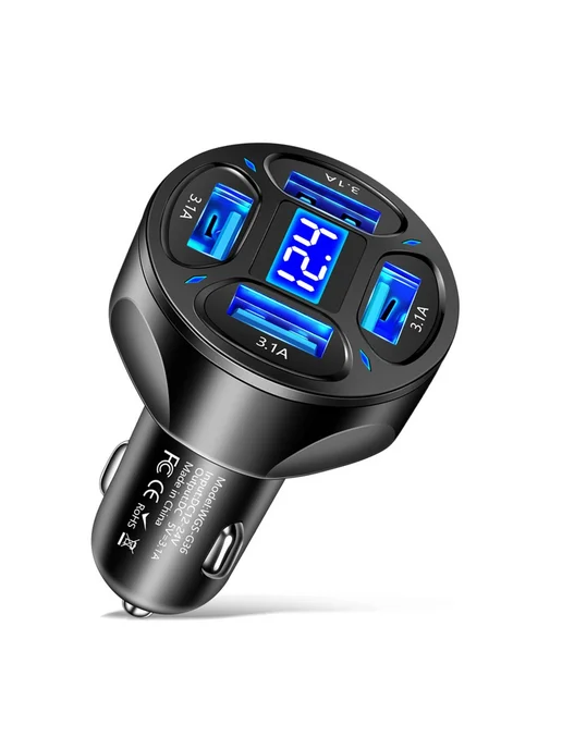 Адаптер автомобильного зарядного устройства с 4 USB-портами, вариант, фото 4