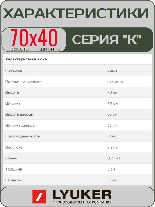 Lyuker Люк под плитку, 70 40, стальной, серый, фото 3
