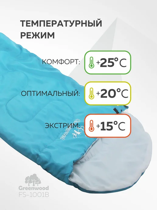 Greenwood Спальный мешок туристический, голубой, фото 3