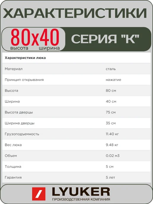 Lyuker Люк под плитку, 80 40, стальной, серый, фото 3