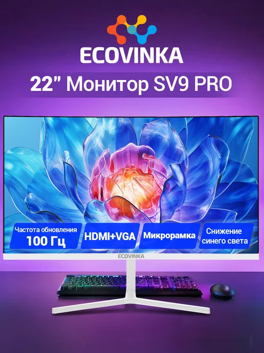 Ecovinka Монитор для ПК 22" SV9 PRO VA 100Hz Черный, белый