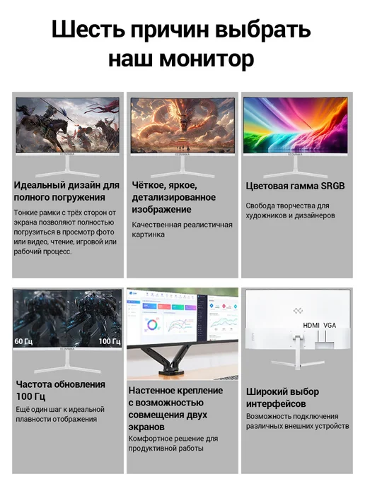 Ecovinka Монитор для ПК 22" SV9 PRO VA 100Hz Черный, белый, фото 3