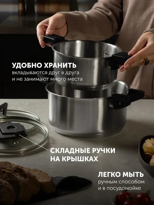 POLARIS Набор кастрюль для индукционной плиты Master Keep-6S, серый, фото 2