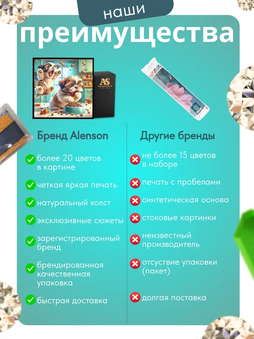 ALENSON Алмазная мозаика весёлые щенки, бежевый, фото 3