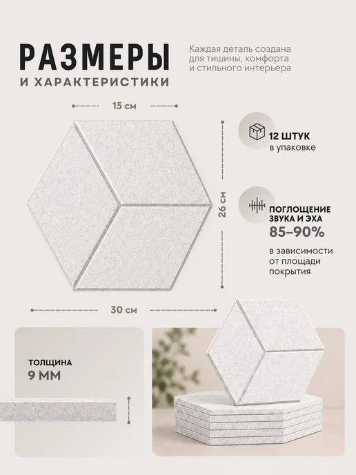 MARKA HOME Акустические панели для стен, серый, фото 4