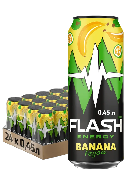 Flash Up Энергетик Флеш Ап Банан-Фейхоа, набор 24 шт х 0,45 л, 24 шт, 450 мл, фото 5