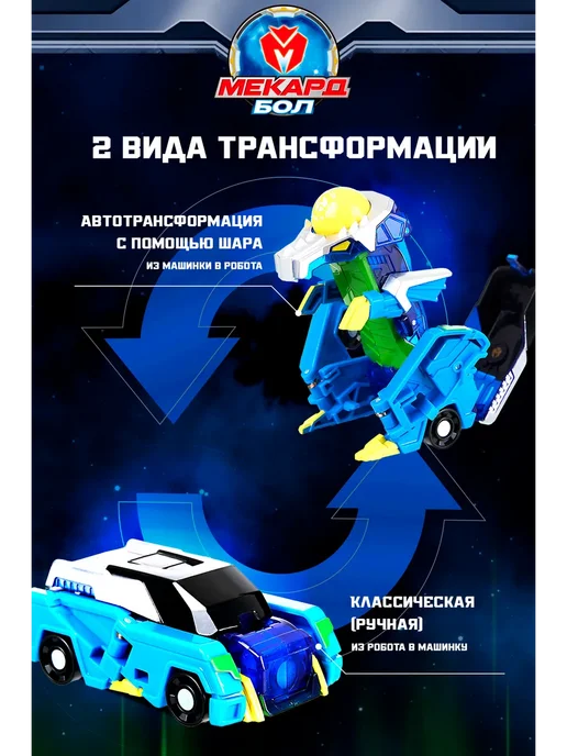 МЕКАРД БОЛ Робот игрушка трансформер мини Пакира, синий, фото 4