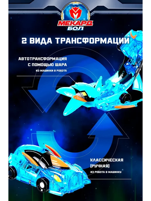 МЕКАРД БОЛ Робот трансформер для мальчика мини Джиллиан, синий, фото 4