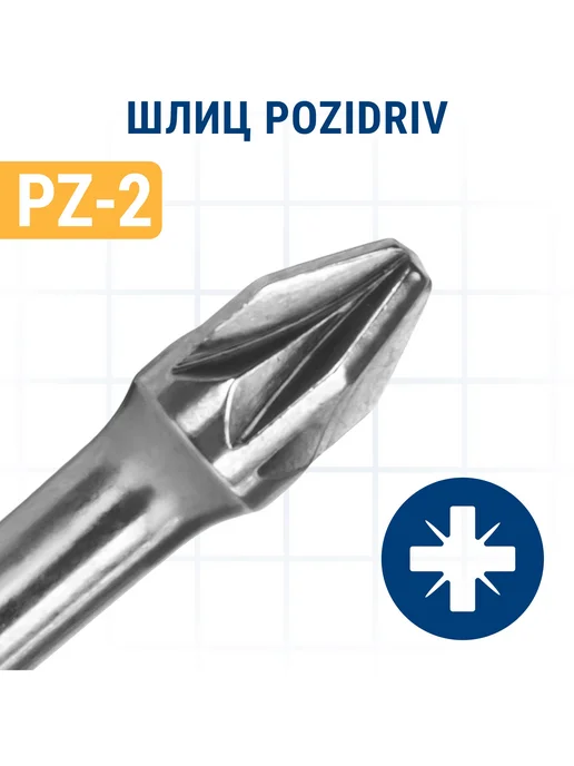 Практика Биты для шуруповерта PH-2 PZ-2 х 50 мм двусторонние, 2x50 мм, фото 2
