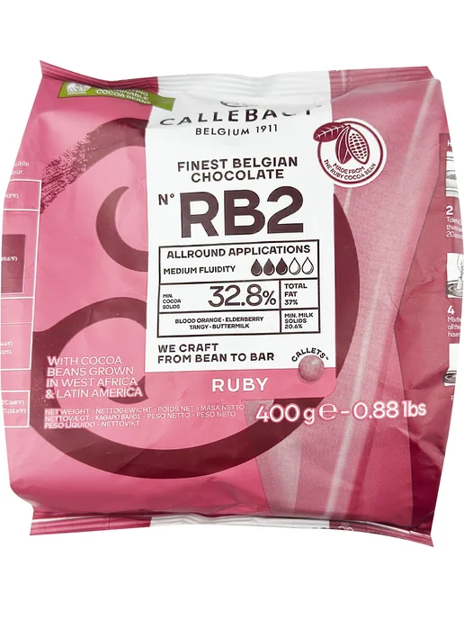 CALLEBAUT Молочный шоколад Ruby RB2 32,8%, каллеты, 400 г, 400 г, фото 5