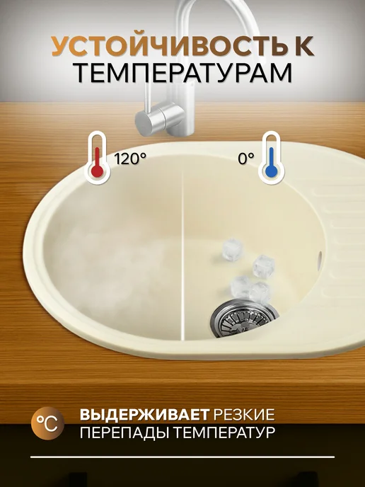 KARL MAYER Мойка для кухни чаша с крылом бежевая, бежевый, фото 3