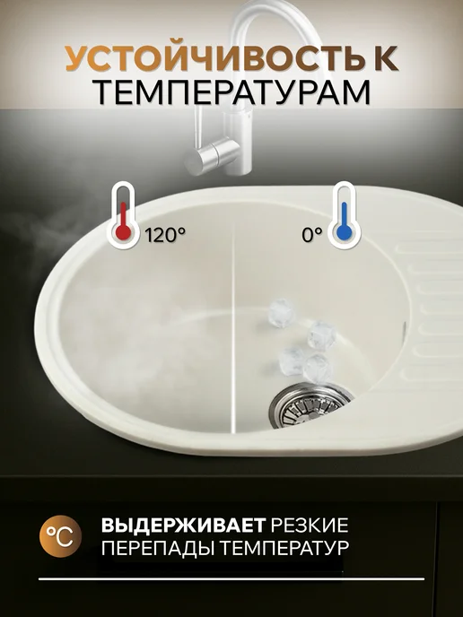 KARL MAYER Мойка для кухни чаша с крылом бежевая, белый, фото 3