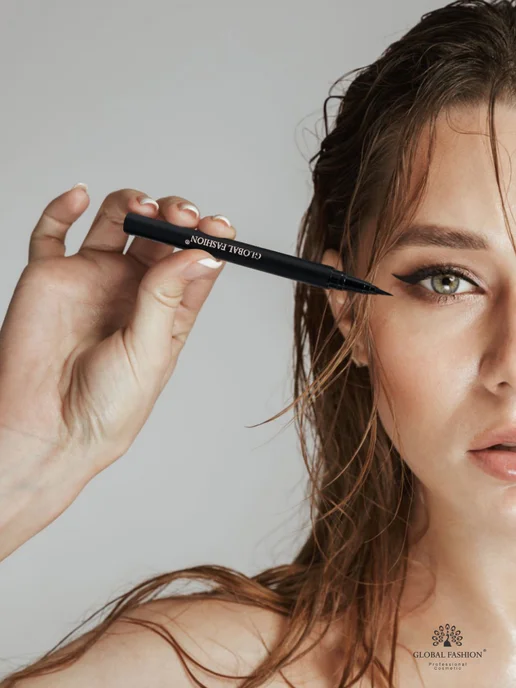 Global Fashion Official Cosmetics Подводка-фломастер для глаз черная, черный, фото 6