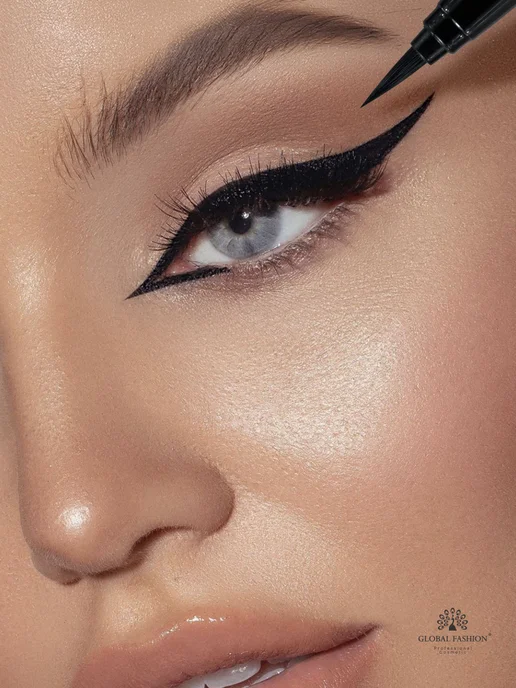 Global Fashion Official Cosmetics Подводка-фломастер для глаз черная, черный, фото 7