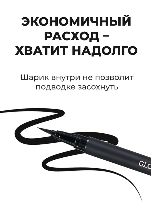 Global Fashion Official Cosmetics Подводка-фломастер для глаз черная, черный, фото 8