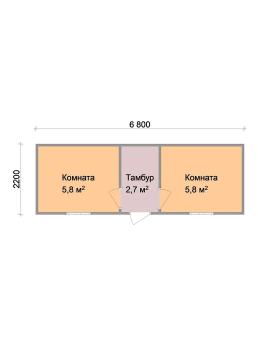 Дома VANDA Бытовка 2-х комнатная Ландыш-3, 6,8х2,2м, отделка OSB, Ландыш-3 6 8х2 2м, фото 2