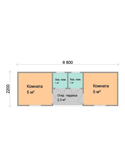 Дома VANDA Бытовка 2-х комнатная Ландыш-3, 6,8х2,2м, отделка OSB, Ландыш-5 6 8х2 2м, фото 2