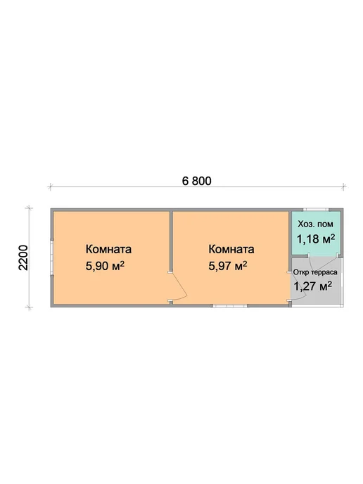 Дома VANDA Бытовка 2-х комнатная Ландыш-3, 6,8х2,2м, отделка OSB, Ландыш-4 6 8х2 2м, фото 2