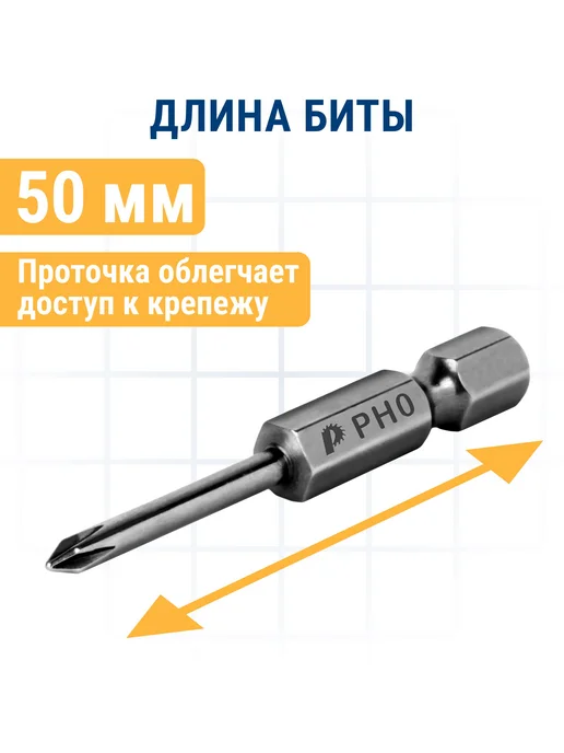 Практика Биты для шуруповерта PH-0 х 50 мм, 0x50 мм, фото 3