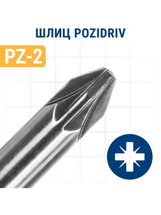 Практика Биты для шуруповерта PH-2 PZ-2 х 50 мм двусторонние, 2x50 мм, 10 шт, фото 2