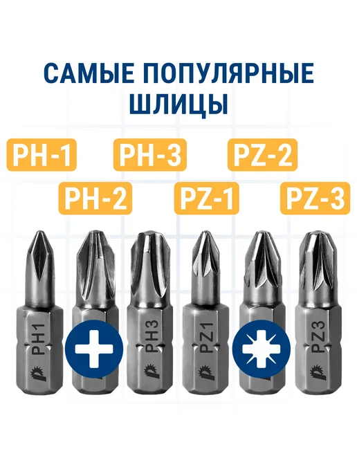 Практика Биты для шуруповерта PH-PZ 1,2,3 x 25 мм 6 шт, 3x25 мм, 6 шт, фото 2