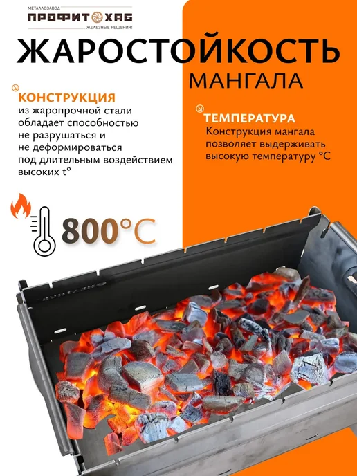 HEATHUB Мангал стальной разборный Проф Плюс 36 см с сумкой, серый, фото 6