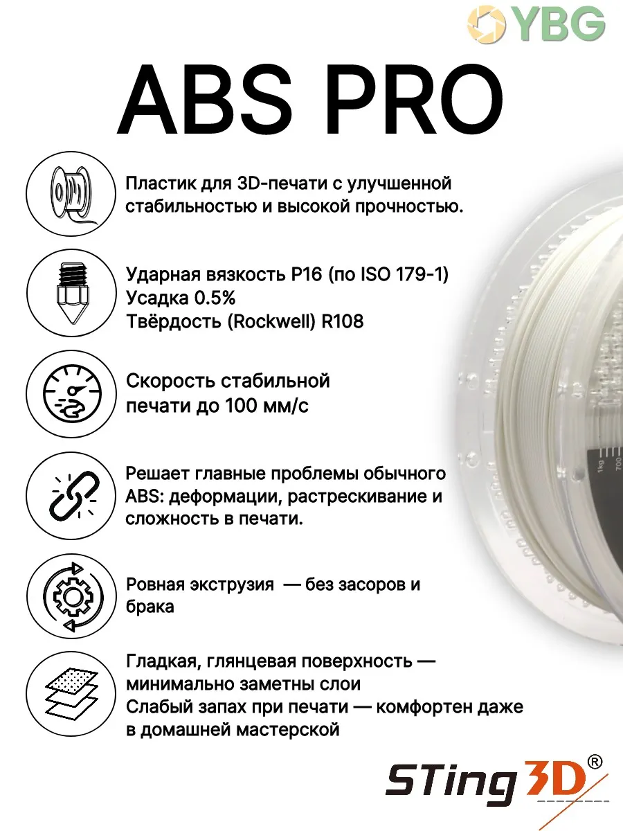 PLA пластик Sting3D белый 1кг — фото 5