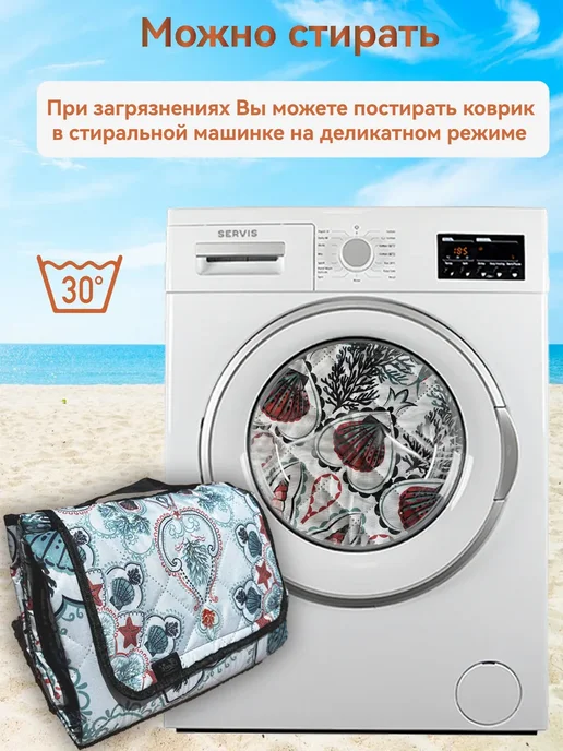 Коврик для пляжа,пикника и кемпинга, голубой, в упаковке 600 г, фото 4