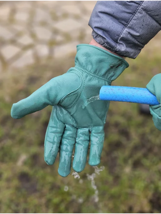 S. GLOVES Перчатки рабочие кожаные, голубой, фото 3