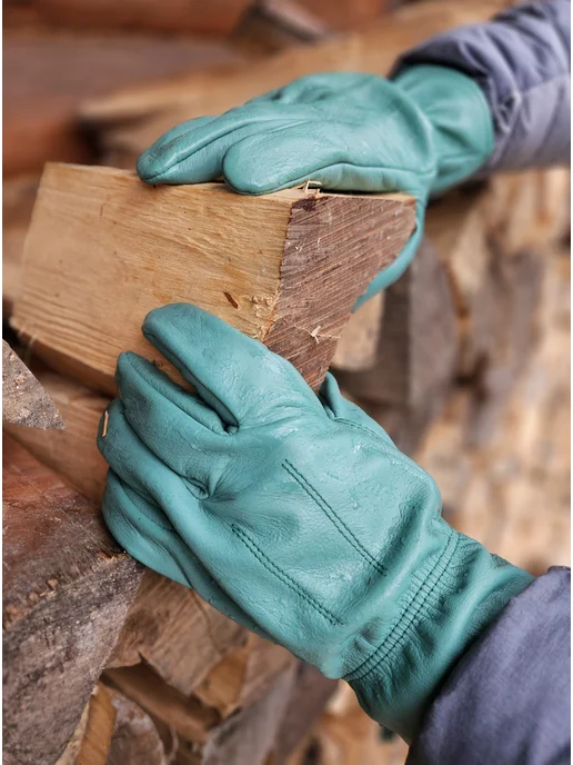 S. GLOVES Перчатки рабочие кожаные, голубой, фото 6