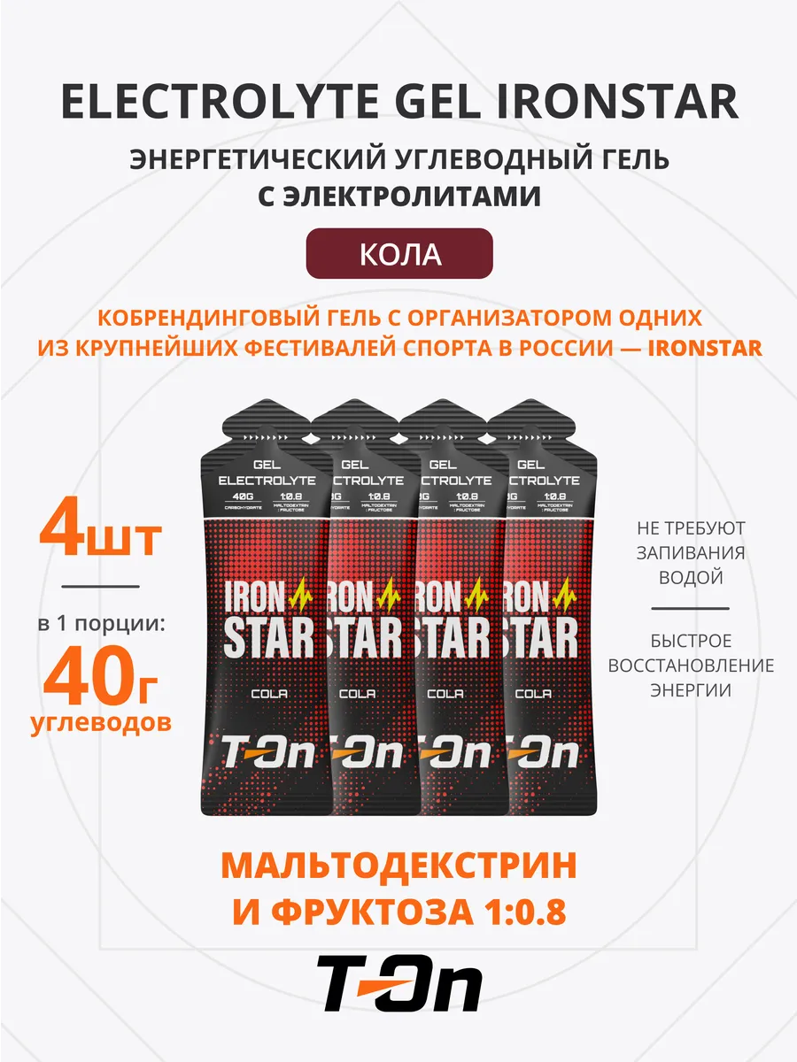 Энергетический углеводный гель с электролитами для бега 4 шт