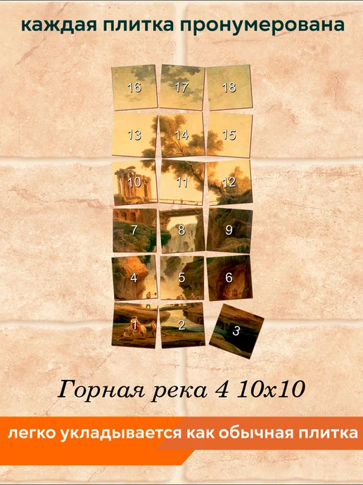 fres-co Панно из керамической плитки Горная река 4 10х10, 10x10, фото 4