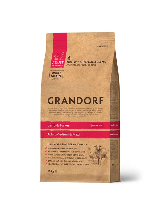 Сухой корм Grandorf fresh Грандорф для собак, крупные, средние, индейка, ягненок, 10 кг, фото 2