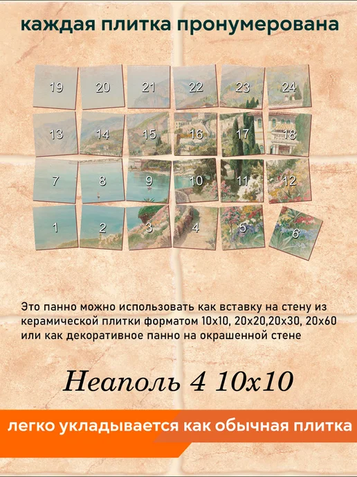 fres-co Панно из керамической плитки Неаполь 4 20х30, 10x10, фото 6