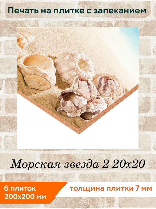 fres-co Панно из керамической плитки Морская звезда 2 20х30, 20x20, фото 2