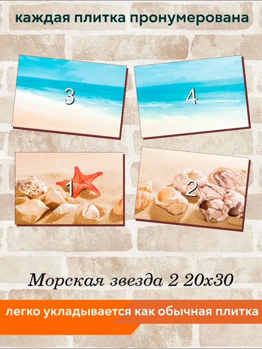 fres-co Панно из керамической плитки Морская звезда 2 20х30, 20x30, фото 4