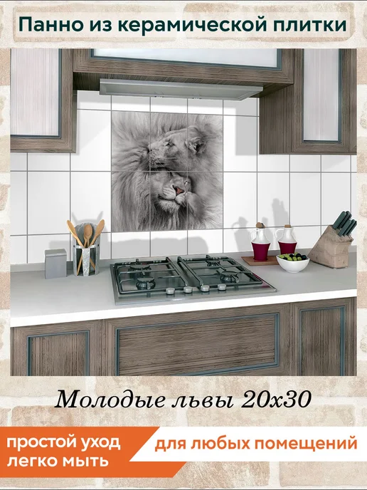 fres-co Панно из керамической плитки Молодые львы 20х30, 20x30, фото 3