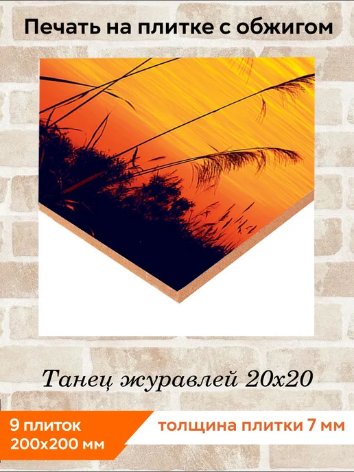 fres-co Панно из керамической плитки Танец журавлей 20х20, 20x20, фото 2