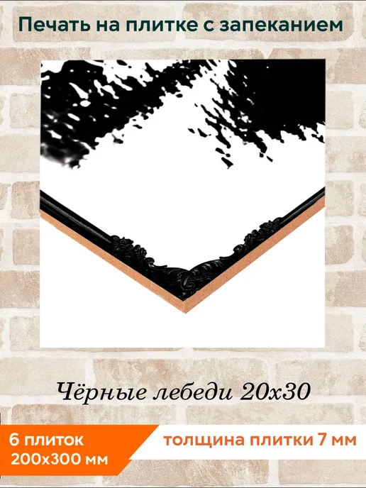 fres-co Панно из керамической плитки Чёрные лебеди 20х30, 20x30, фото 2